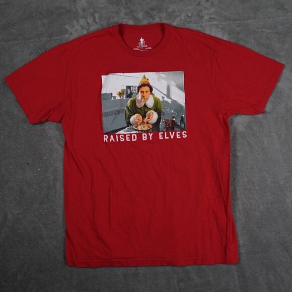 Elf Raised By Elves Buddy The Elf Christmas Shirt Comedy XL Spaghetti - Picture 1 of 5